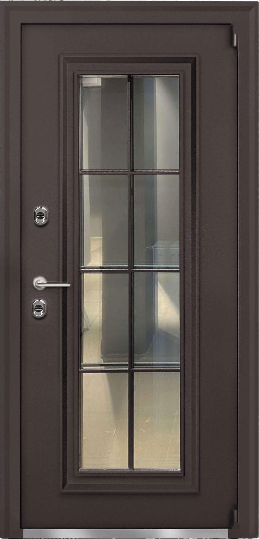 Входная дверь со стеклопакетом «Неаполь Термо» RAL 8019