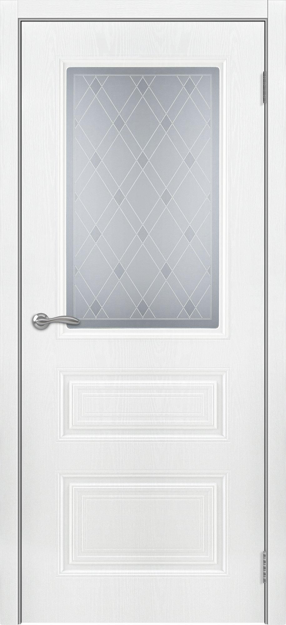 Межкомнатная дверь CК-1 со стеклом, санремо белый